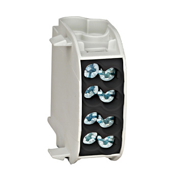 Clemă derivaţie izolată, 25mmp, 1P, 4 pct conectare, negru