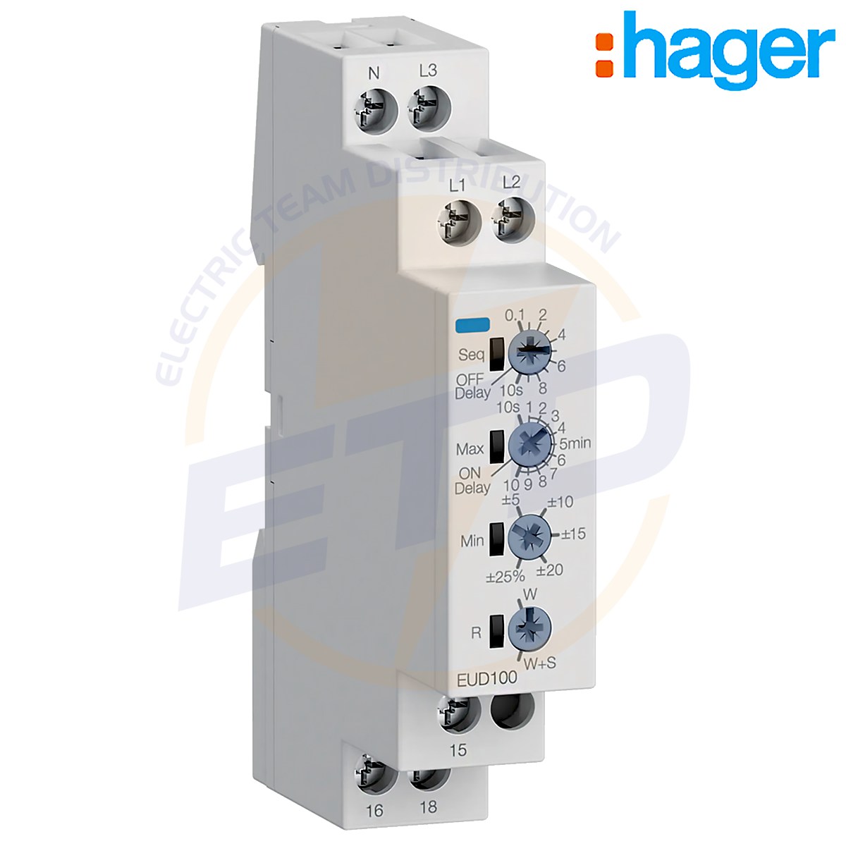 Releu monitorizare faze Trifazat cu Intarziere HAGER EUD 100