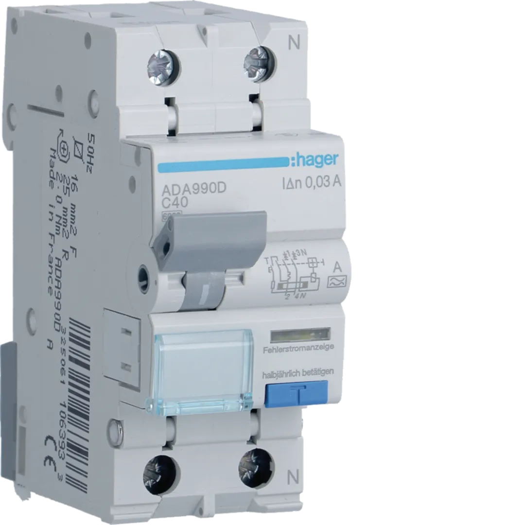 Disjunctor diferential 1P+N 40A, 30mA, C 6kA, tip A