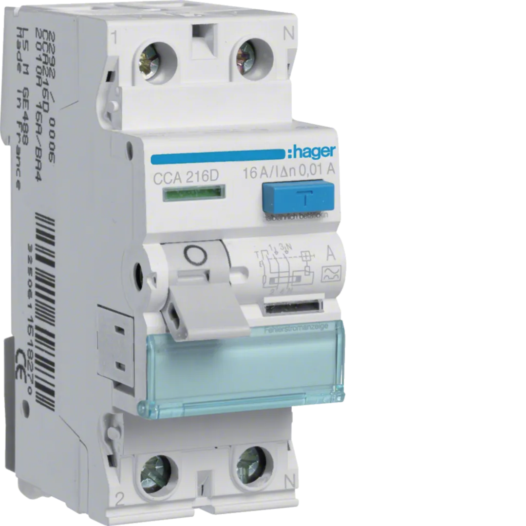 Intrerupator diferential 2P 16A, 10mA, tip A