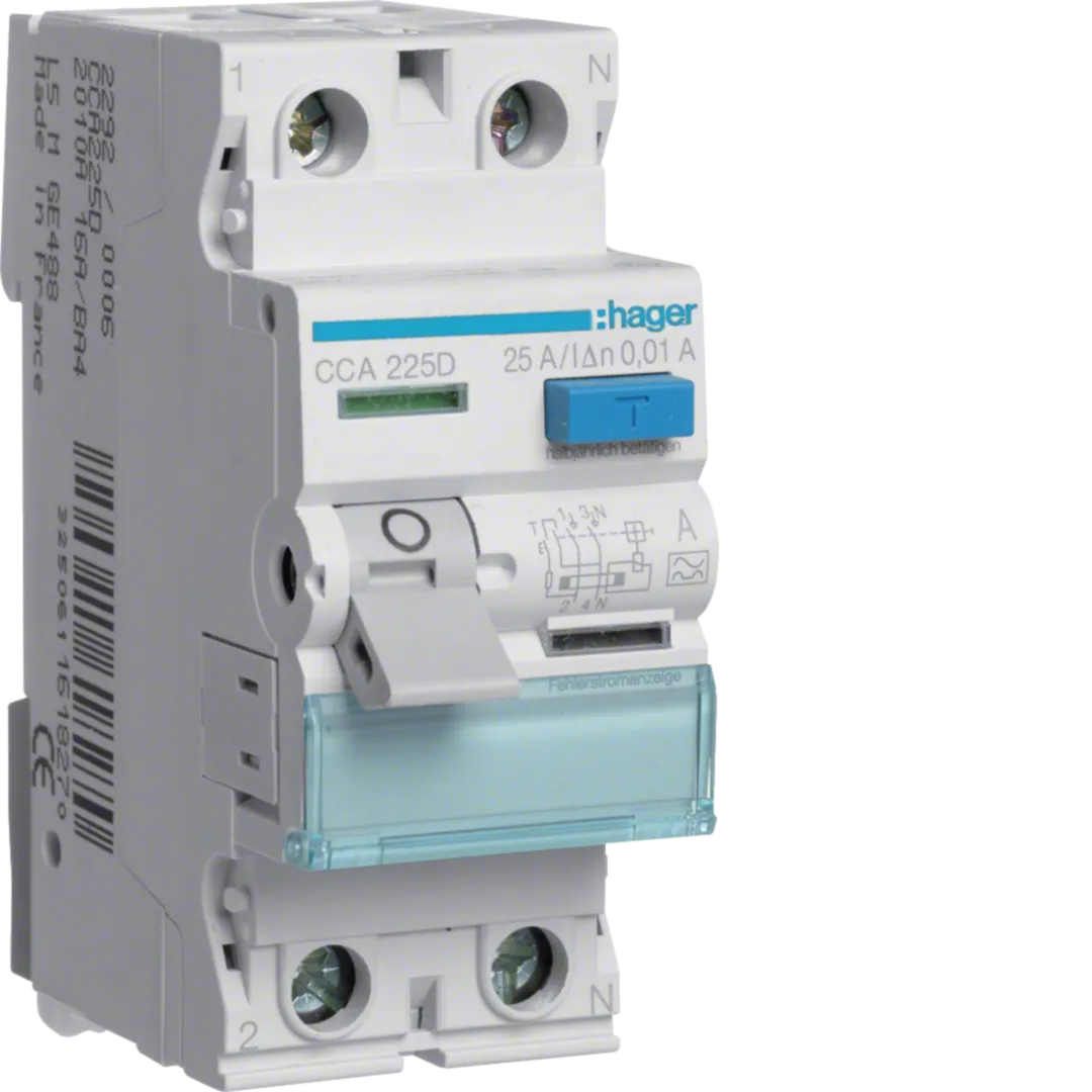 Intrerupator diferential 2P 25A, 10mA, tip A