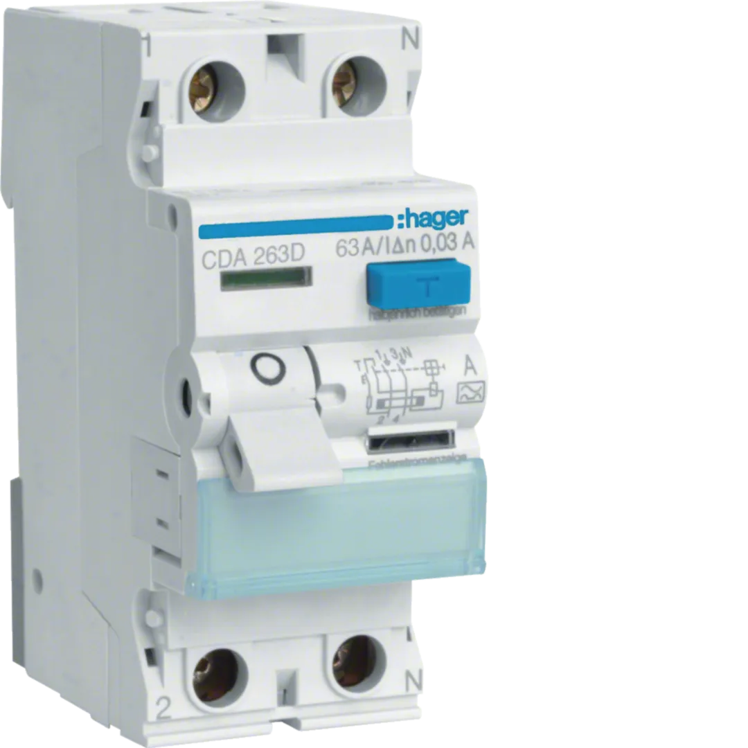 Intrerupator diferential 2P 63A, 30mA, tip A