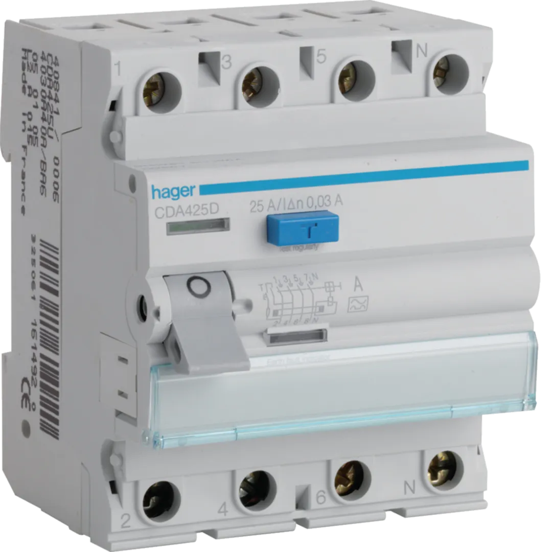 Intrerupator diferential 4P 25A, 30mA, tip A