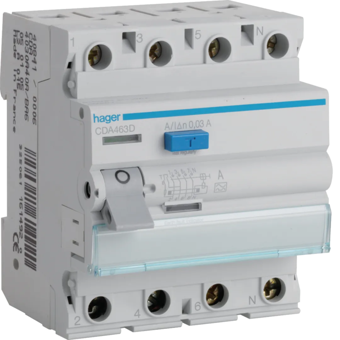 Intrerupator diferential 4P 63A, 30mA, tip A