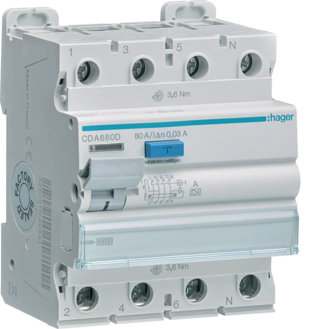 Intrerupator diferential 4P 80A, 30mA, tipA