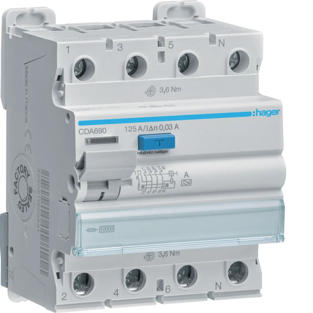 Intrerupator diferential 4P 125A, 30mA, tipA