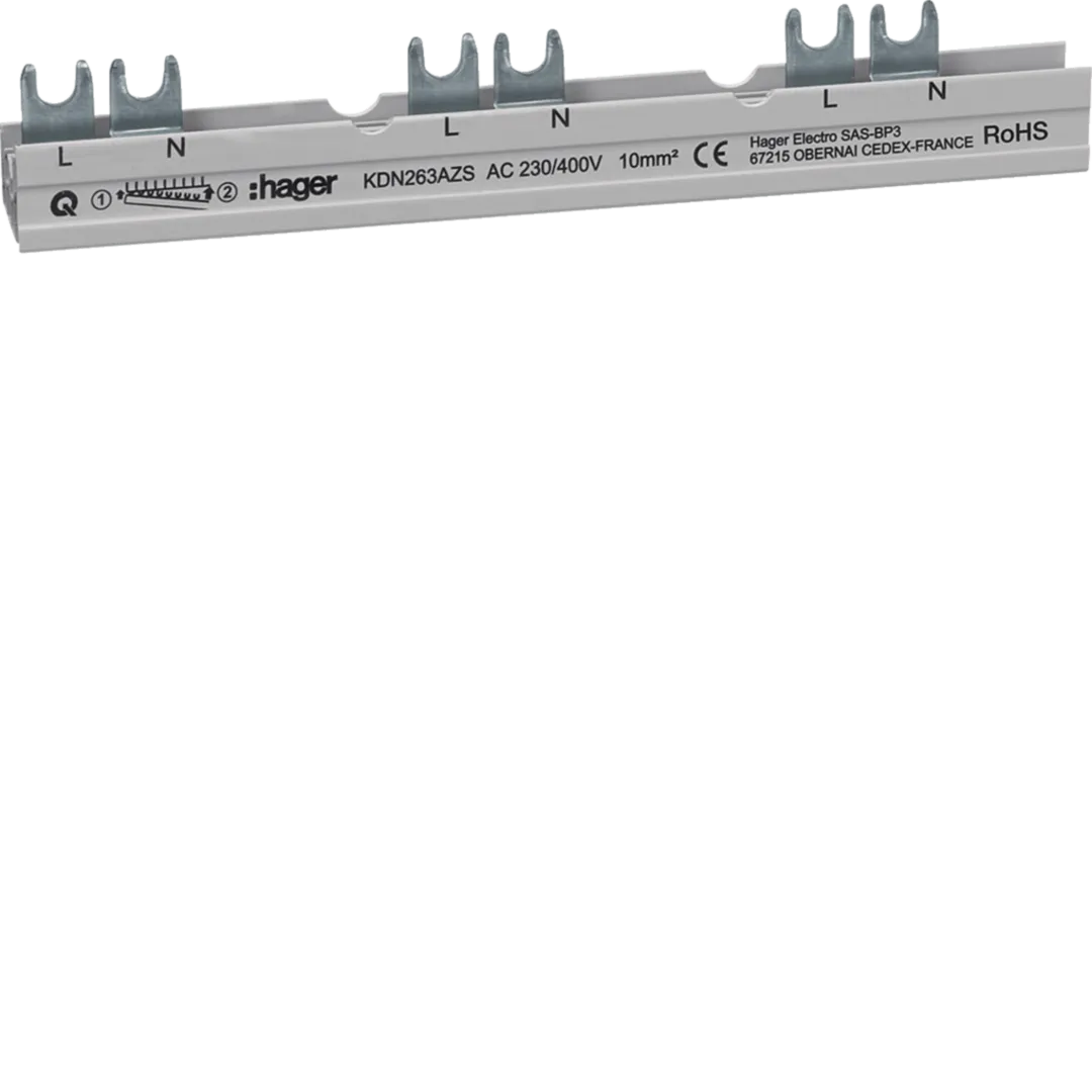 Busbar 2P  furca pentru ARFxxxD, 10M 10mmp 63A, spatiu pt auxiliar