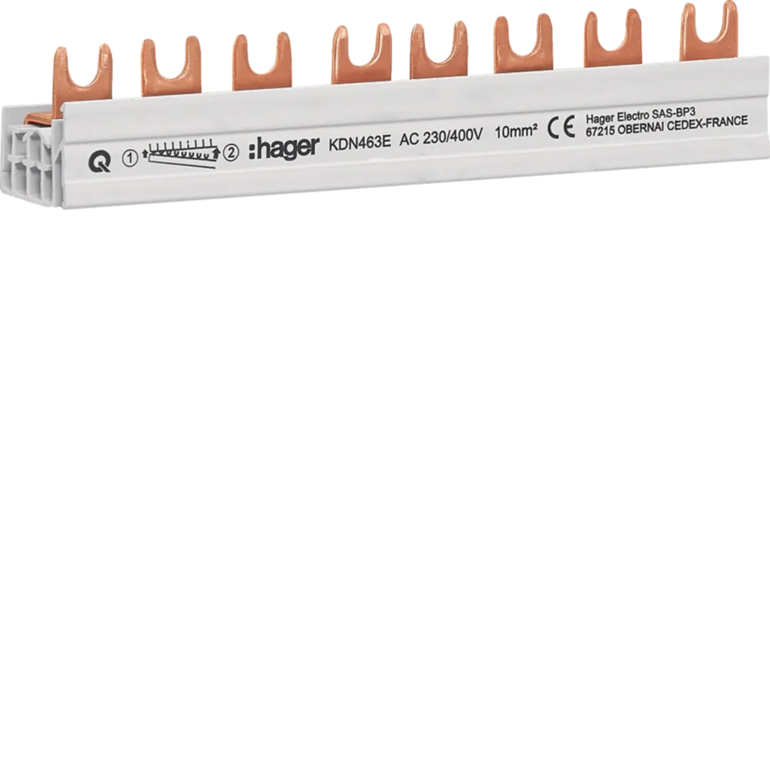 Busbar 4P 63A furca 8M, 2xL1L2L3N