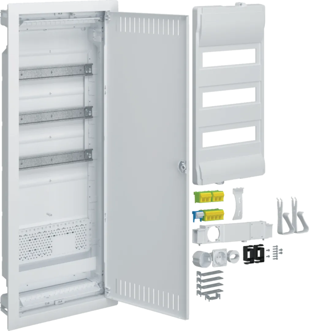 Tablou incastrat Volta Hibrid, 3x12M, priza Schuko, accesorii montaj